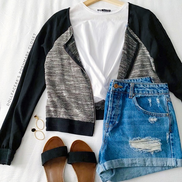 Tweed Front Lightweight Dressy Casual Jacket - Picture 2 of 10